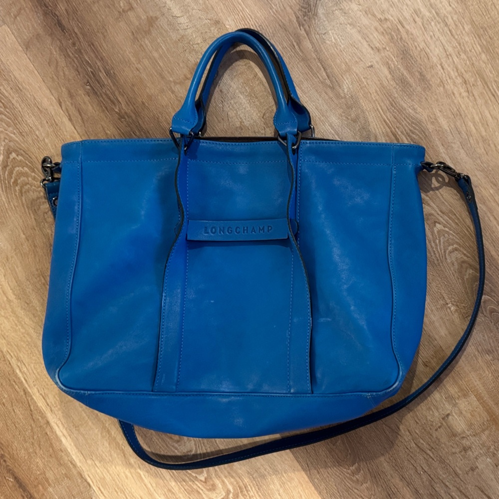 Longchamp Blue Leather 3-D shoulder bag 3D